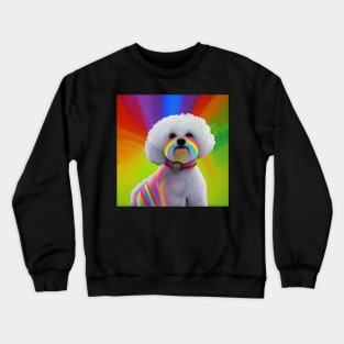 Bichon Frise Dog Rainbow Painting Crewneck Sweatshirt